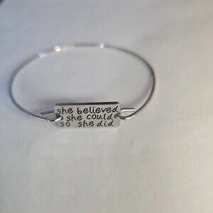 Silver Bangle Bracelet-she believed she could so she did